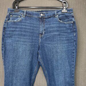 Old Navy Womens Size 18 Blue Mid-Rise Boyfriend Jeans With Frayed Cuffs